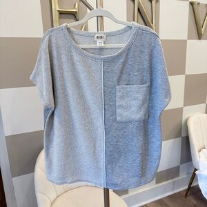 BiBi Heather Grey Boxy Knit Top with Pocket